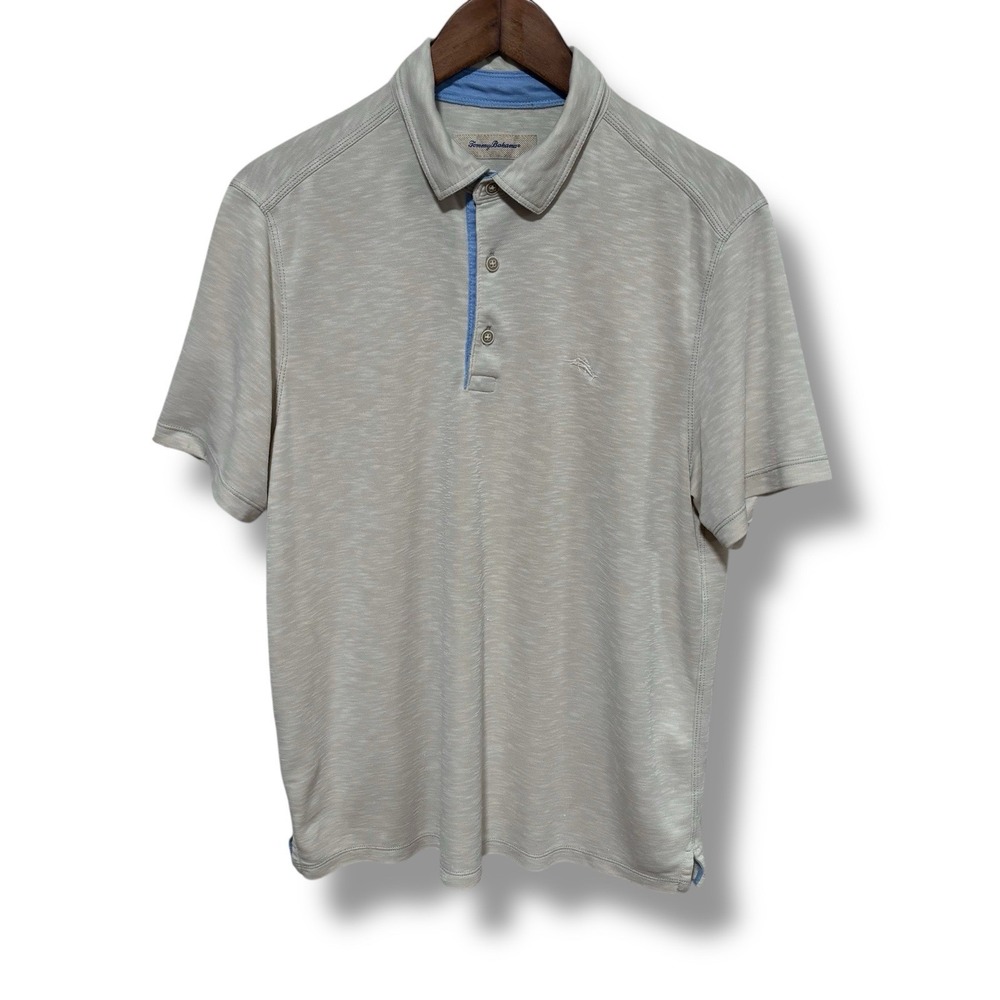 Tommy Bahama Men's Tencel Short Sleeve Golf Polo Shirt Beige Size M 22 x 28
